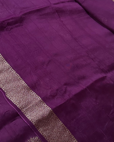 Tussar silk saree Deep Purple With Floral Butta Design | Glow & Glitter Boutique