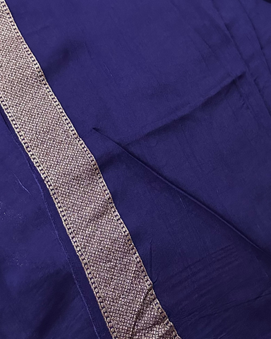 Tussar silk saree Deep Navy Blue with Floral Butta Design | Glow & Glitter Boutique