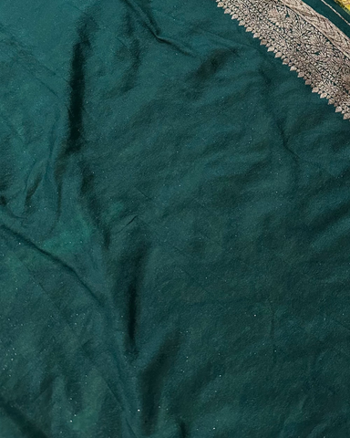 Banaras georgette silk saree Lemon Green With Green Zari Border | Glow & Glitter Boutique