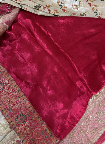 Premium Pashmina silk saree Pink shade With Multi Color Border | Glow & Glitter Boutique