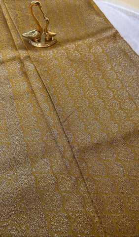 Tussar silk saree Mustard yellow with Pannel intericate Design | Glow & Glitter Boutique