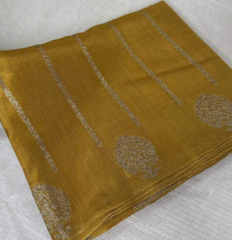 Tussar silk saree Mustard yellow with Floral Butta Design | Glow & Glitter Boutique