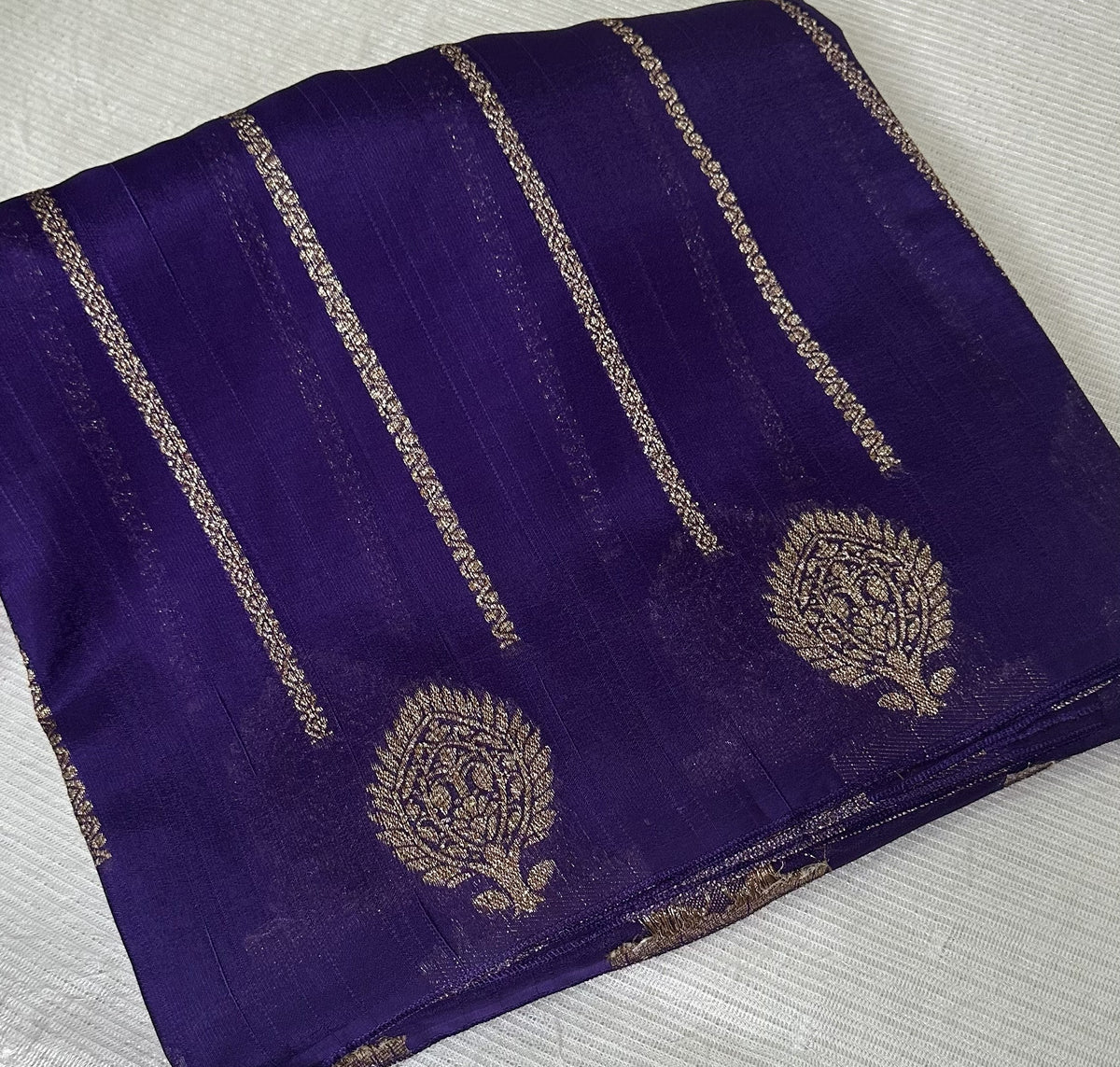 Tussar silk saree Purple with Floral Butta Design | Glow & Glitter Boutique