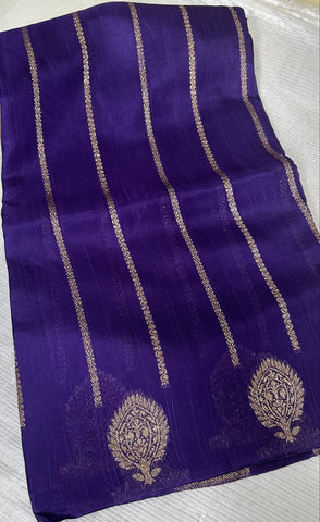Tussar silk saree Purple with Floral Butta Design | Glow & Glitter Boutique