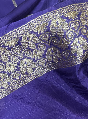 Tussar silk saree Purple with Floral Butta Design | Glow & Glitter Boutique