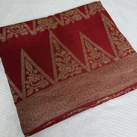Tussar silk saree RED with Temle Design | Glow & Glitter Boutique