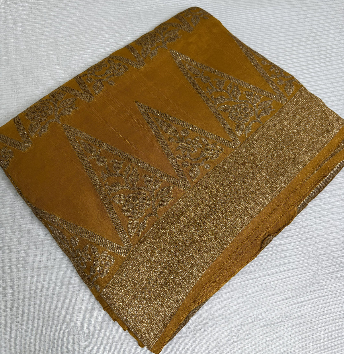 Tussar silk saree Yellow with Temle Design | Glow & Glitter Boutique