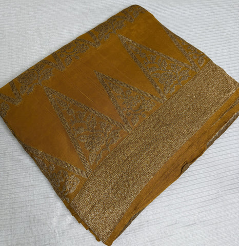 Tussar silk saree Yellow with Temle Design | Glow & Glitter Boutique