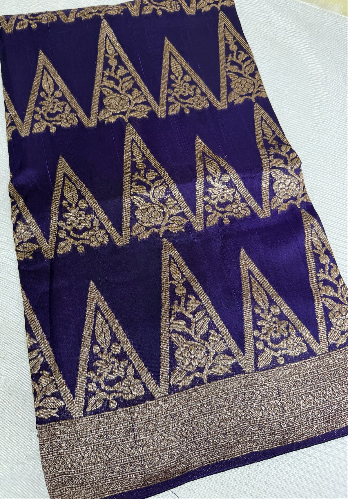 Tussar silk saree Purple with Temle Design | Glow & Glitter Boutique