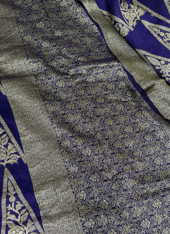 Tussar silk saree Purple with Temle Design | Glow & Glitter Boutique