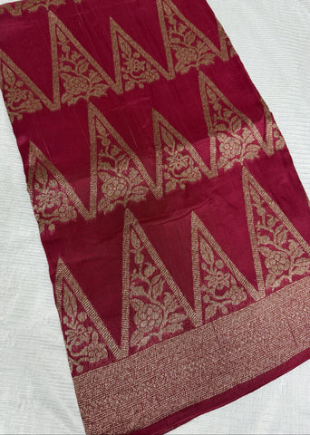 Tussar silk saree Pink with Temle Design | Glow & Glitter Boutique