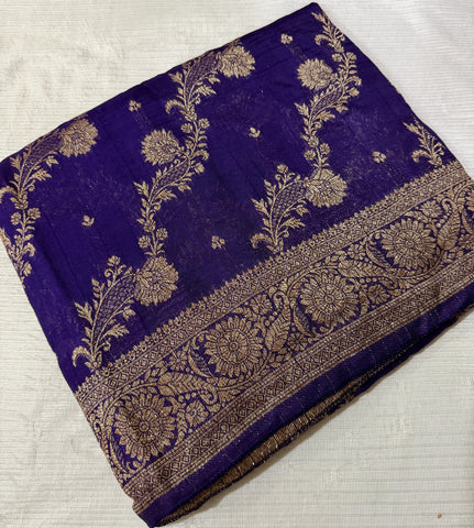 Tussar silk saree Purple with jaal Design | Glow & Glitter Boutique