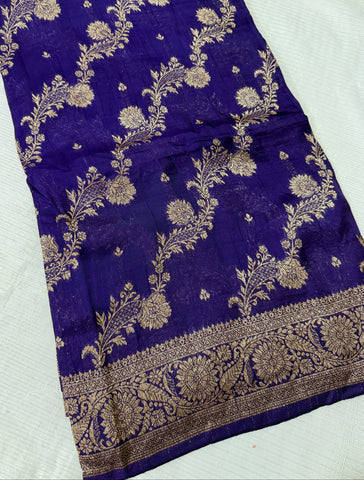 Tussar silk saree Purple with jaal Design | Glow & Glitter Boutique