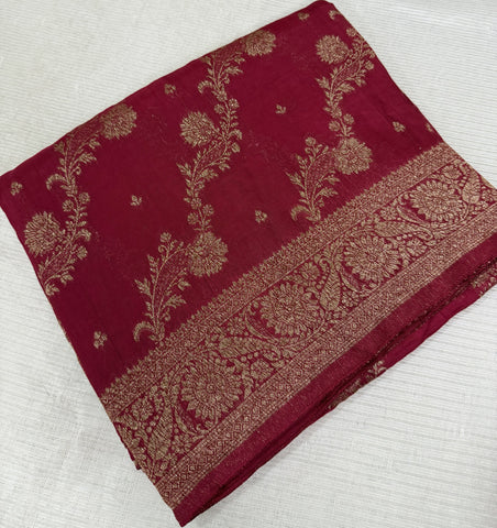 Tussar silk saree PIink with Jaal Design | Glow & Glitter Boutique