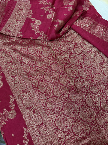 Tussar silk saree PIink with Jaal Design | Glow & Glitter Boutique
