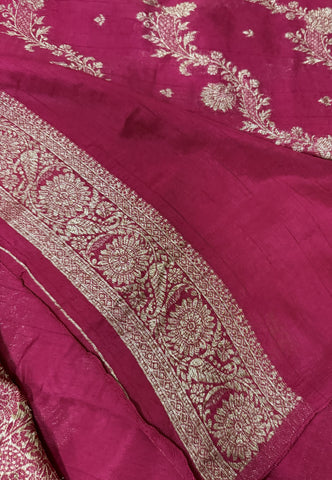 Tussar silk saree PIink with Jaal Design | Glow & Glitter Boutique
