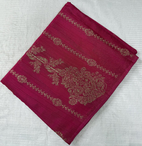 Tussar silk saree Pink with Temle Design | Glow & Glitter Boutique