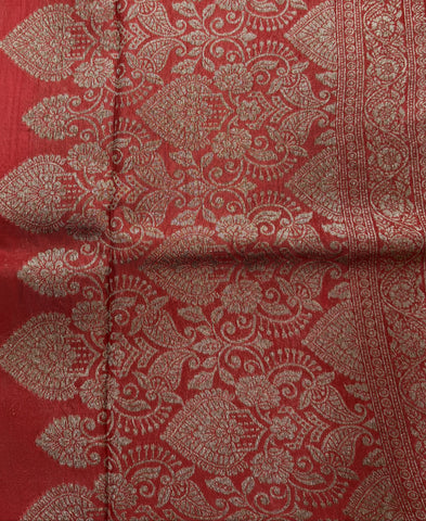 Tussar silk saree RED with Temle Design | Glow & Glitter Boutique