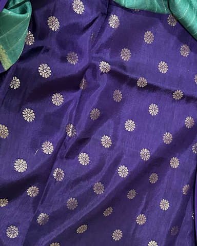 Viscose silk saree Sage Green With Purple Border | Glow & Glitter Boutique