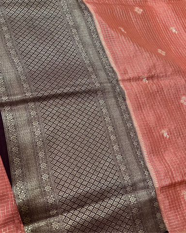 Viscose silk saree Chikko Shade With Dark Coco Brown Birds Border | Glow & Glitter Boutique
