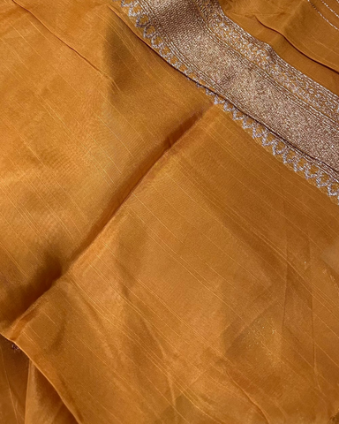 E-Tussar silk saree Golden Yellow Shade | Glow & Glitter Boutique