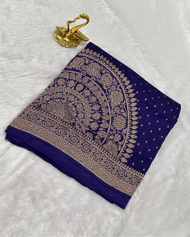 Tussar Silk Saree Deep Purple Shade With Antic Zari | Glow & Glitter Boutique