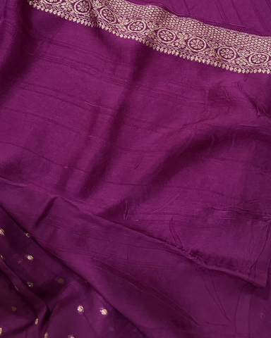 Tussar Silk Saree Wine Shade With Antic Zari | Glow & Glitter Boutique