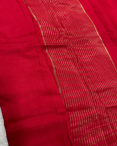 Viscose silk saree Red with Mango Design Thin Border | Glow & Glitter Boutique