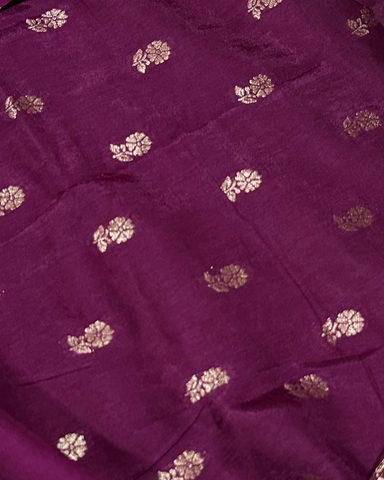 Viscose silk saree Wine with Mango Design Thin Border | Glow & Glitter Boutique