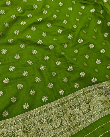 Banaras silk Dark Chocolate Brown Shade With Gold Zari Border | Glow & Glitter Boutique