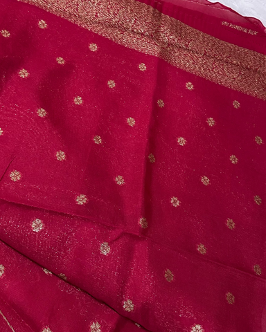 Premium Tussar silk saree Rani Pink & Peacock Zari Design | Glow & Glitter Boutique