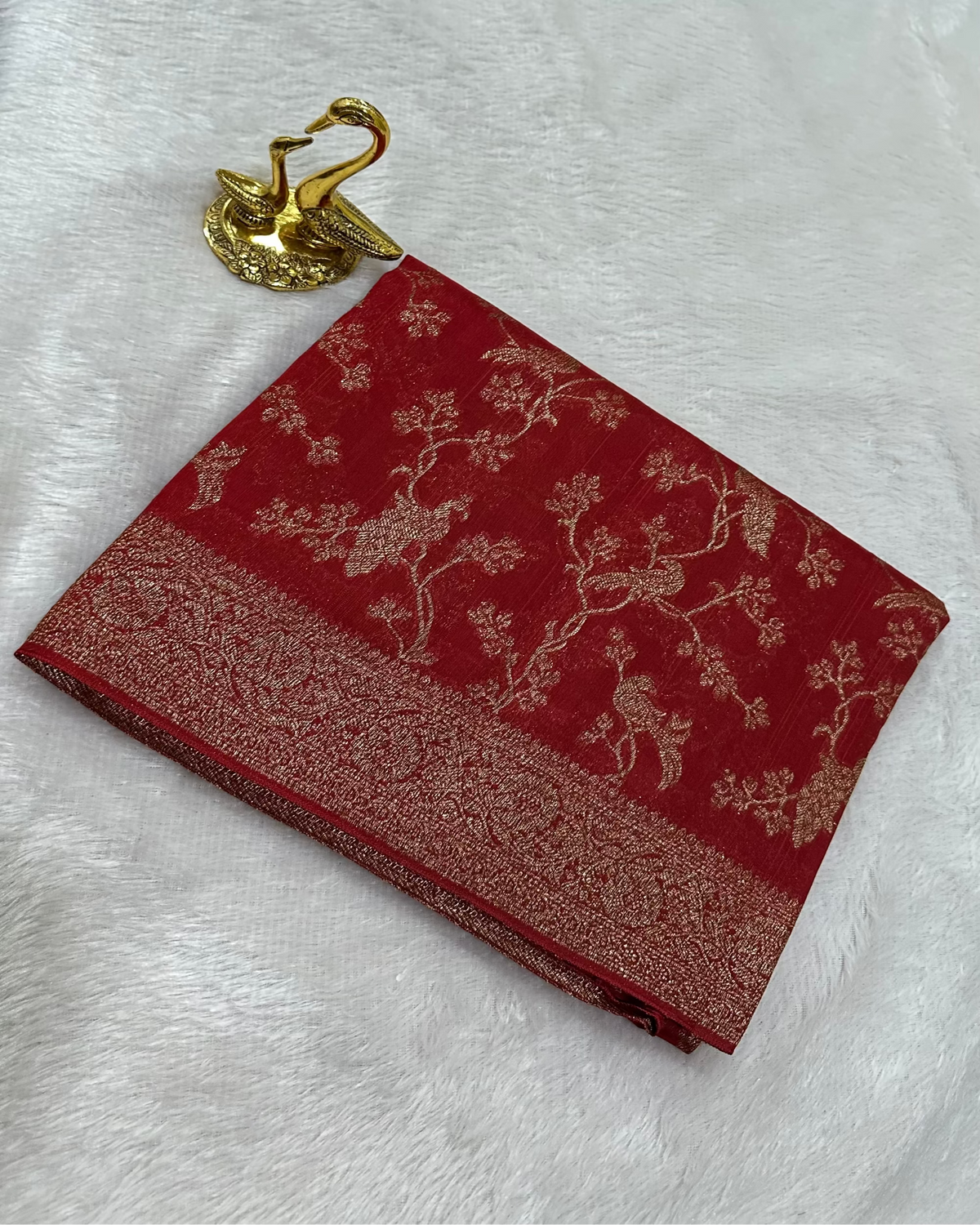 Premium Tussar silk saree Redish Maroon & Peacock Zari Design | Glow & Glitter Boutique