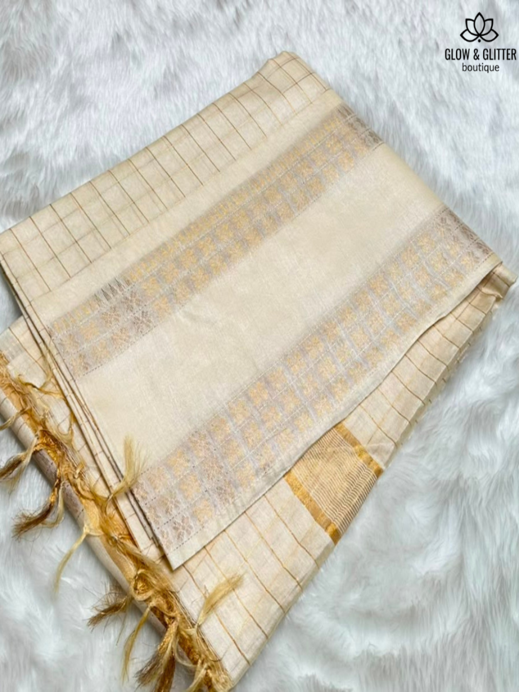 Kerala Onam Bentex Gold Saree | Glow & Glitter Boutique