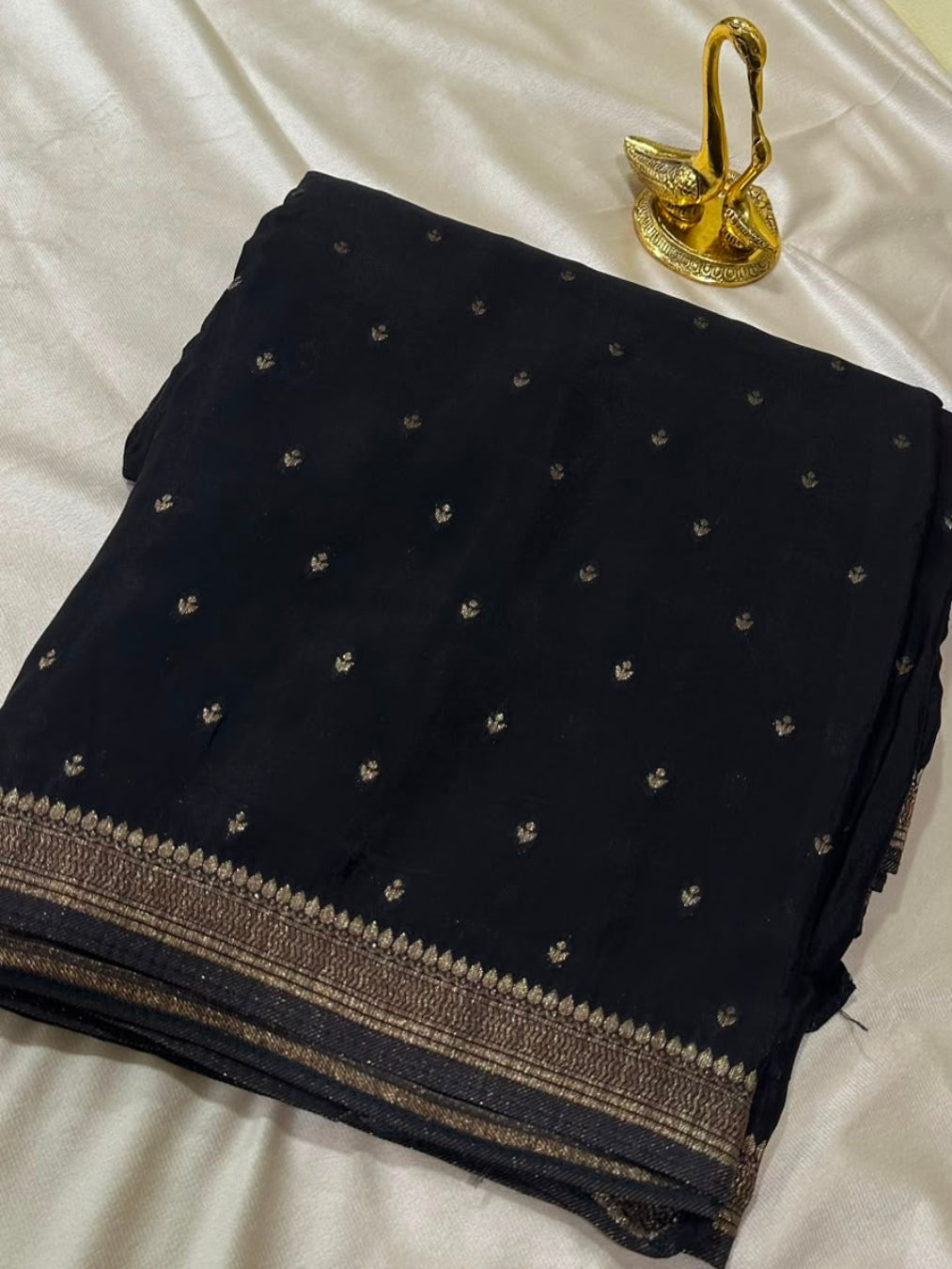 Banaras Crepe silk saree black color | Glow & Glitter Boutique