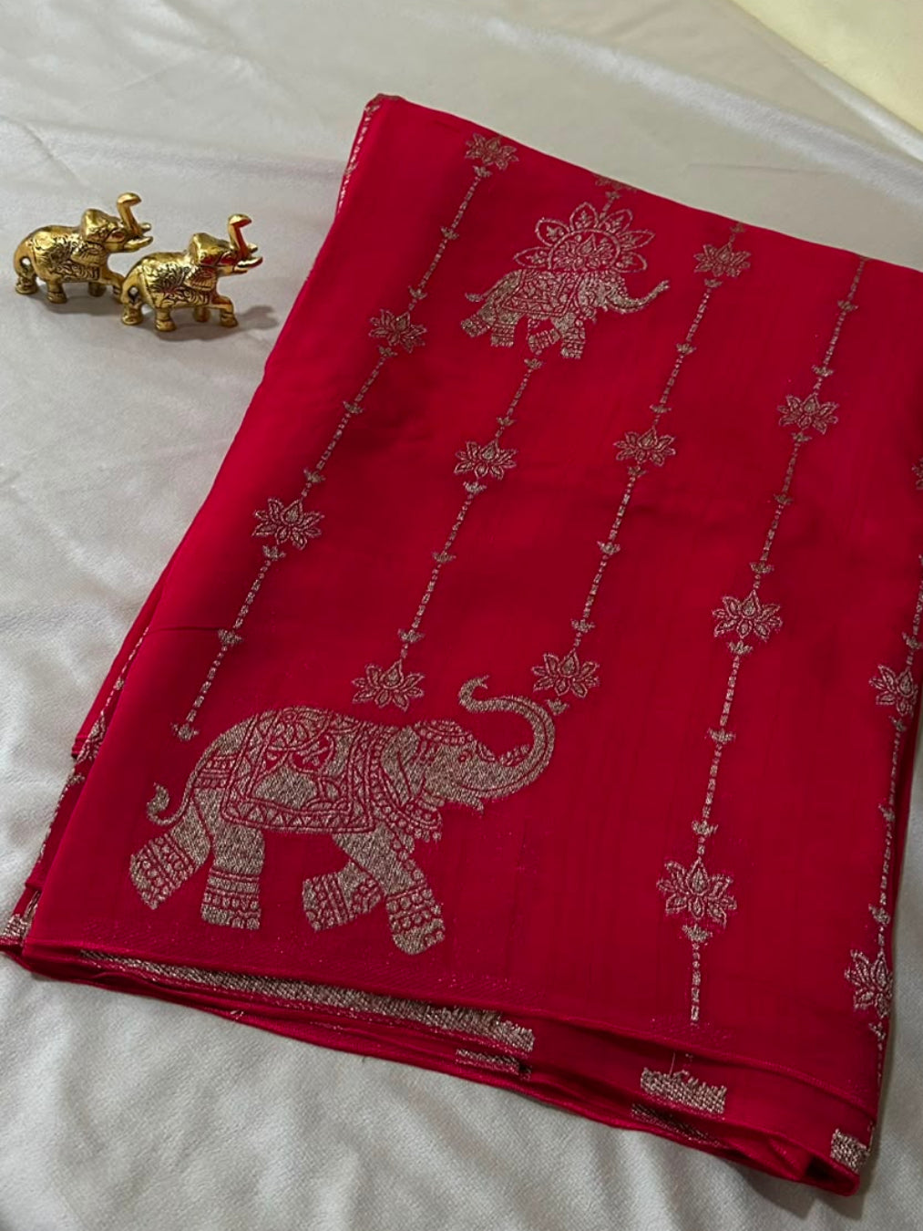 Matka tussar silk saree Cherry Red Shade | Glow & Glitter Boutique