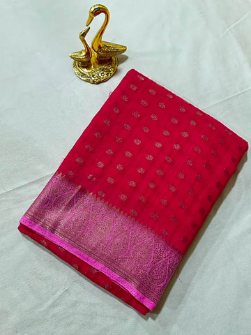 Premium Banaras georgette silk Rani Pink Shade | Glow & Glitter Boutique