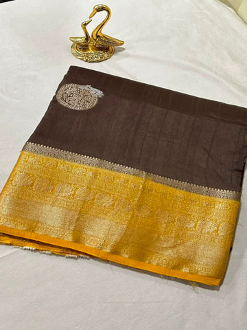 Premium magma tussar silk saree with grand pallu and blouse | Glow & Glitter Boutique