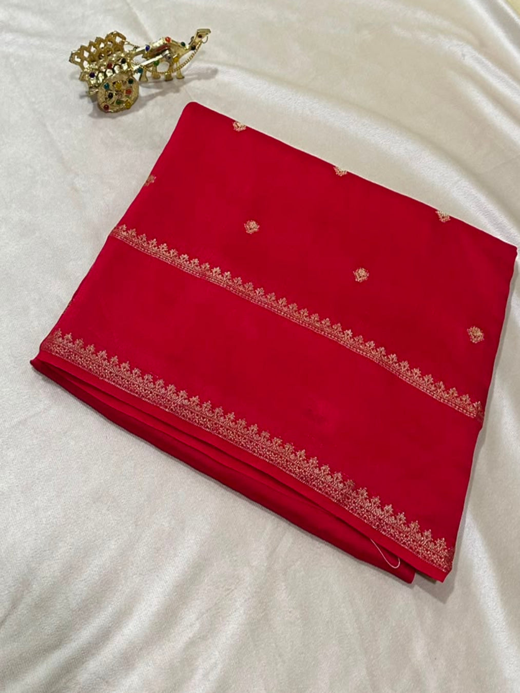 Viscose silk saree with blouse Red Color | Glow & Glitter Boutique