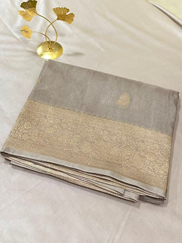 Viscose silk saree Ivory Shade | Glow & Glitter Boutique