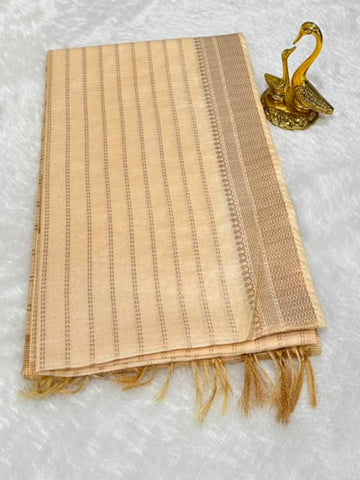 Elegant Kerala Saree – Champagne Beige & Gold Shade | Glow & Glitter Boutique