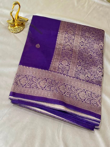 Banaras digital silk saree Purple Color Shade | Glow & Glitter Boutique