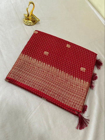 Vintage Viscose silk saree with blouse Deep Maroon | Glow & Glitter Boutique