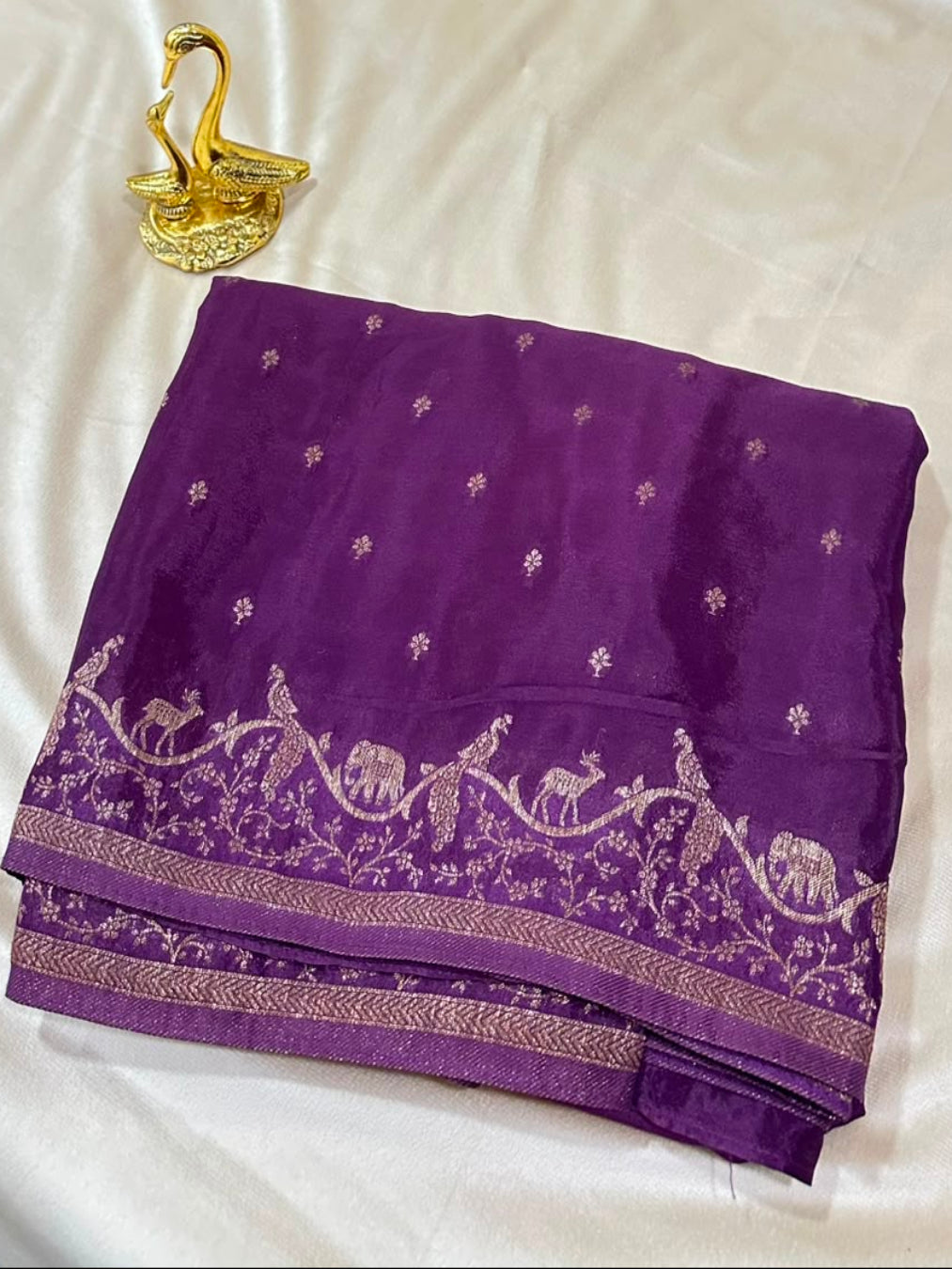 Banaras Crepe silk saree Wine Shade | Glow & Glitter Boutique