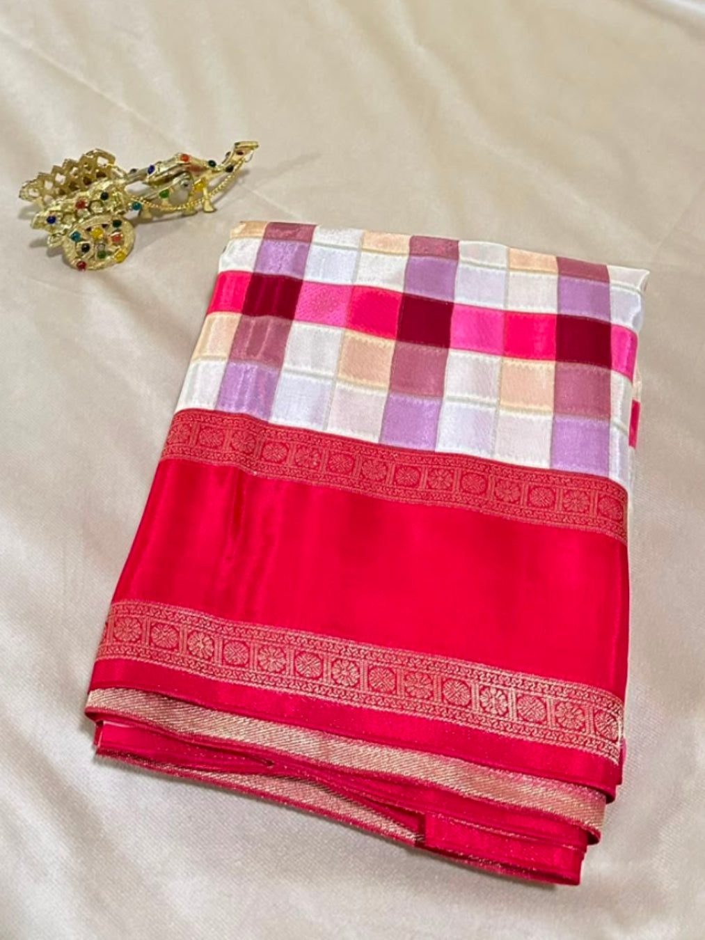 Premium Kanchi silk saree Rich Red Shades & Timeless Elegance. | Glow & Glitter Boutique