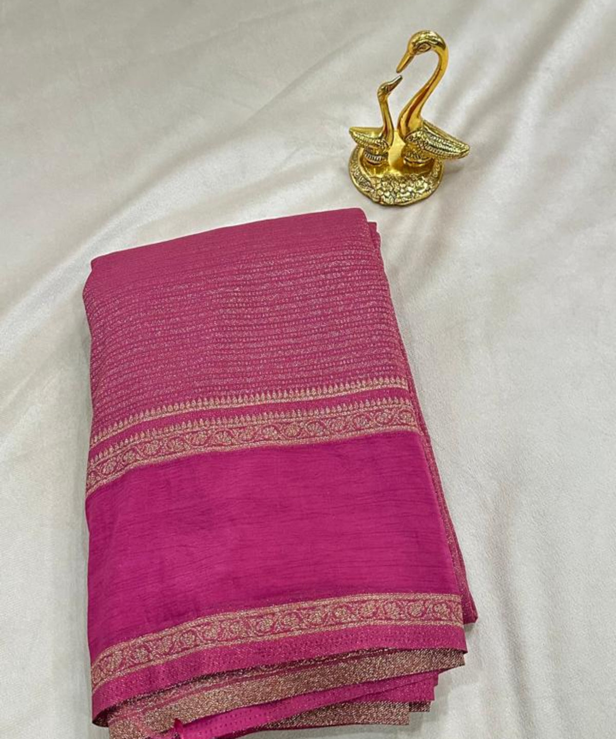 Banaras silk saree Dark Onion Pink Shade with Gold Zari Border | Glow & Glitter Boutique