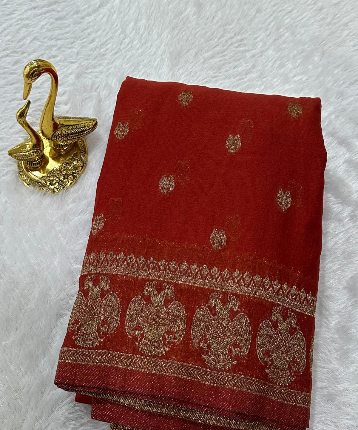 Banaras Georgette silk with blouse Coco Brown Shade | Glow & Glitter Boutique