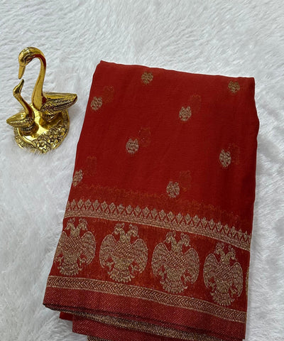 Banaras Georgette silk with blouse Coco Brown Shade | Glow & Glitter Boutique