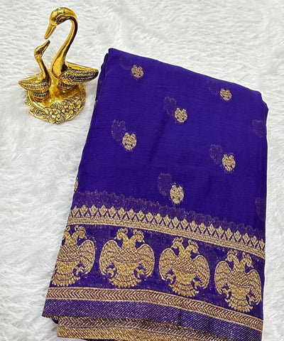 Banaras Georgette silk with blouse Purple shade | Glow & Glitter Boutique