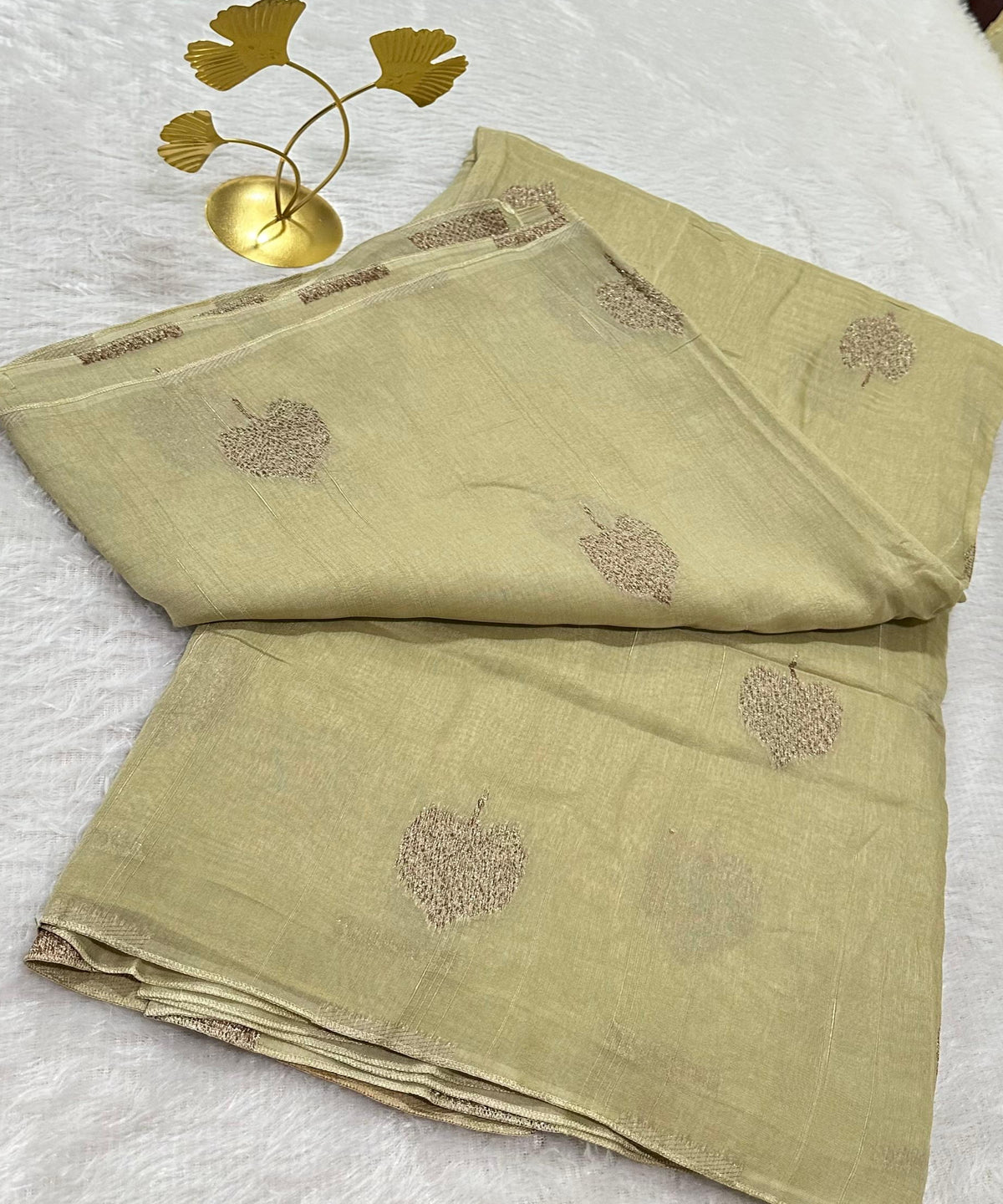 Tussar Silk Saree Warm Ivory Shade with Border Less | Glow & Glitter Boutique