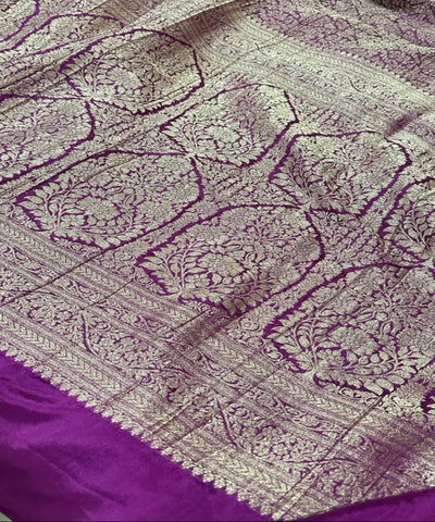 Premium Brocade crepe silk saree Deep Beetroot Shade With Gold Zari Border | Glow & Glitter Boutique